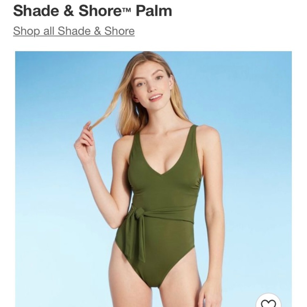 Women’s Front Wrap Palm Green One Piece Swimsuit—2 sizes
